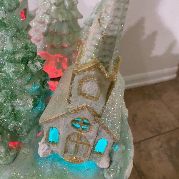 VTG Scioto Ceramic Mold Light-Up Christmas Gold Sparkling Large Village Scene - Picture 11 of 16